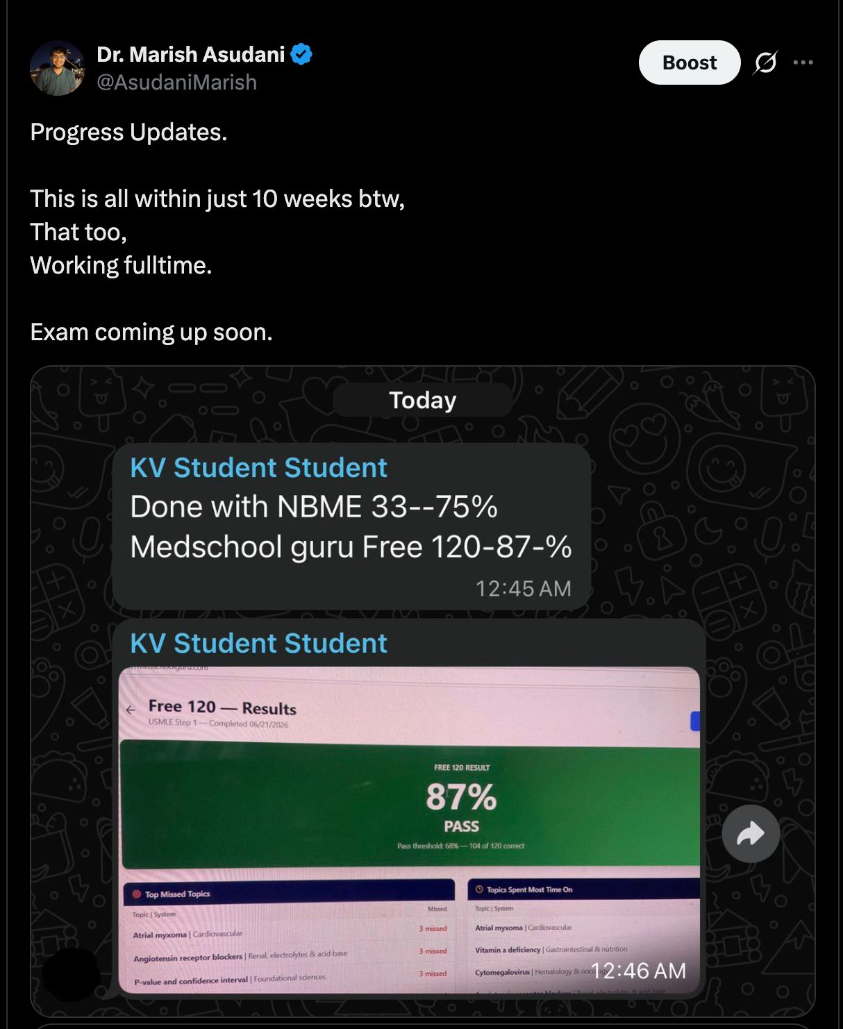 NBME 33: 75%, Free 120: 87%