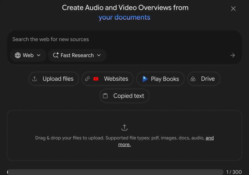 Step 2: Add sources, then Upload files.