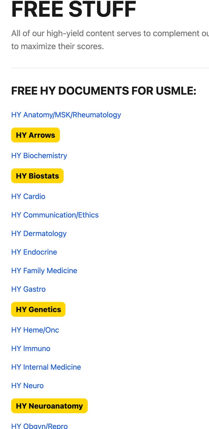 Mehlman Medical's Free Stuff page, with the 4 PDFs to start with highlighted.