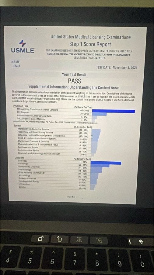 Step 1 score report: PASS