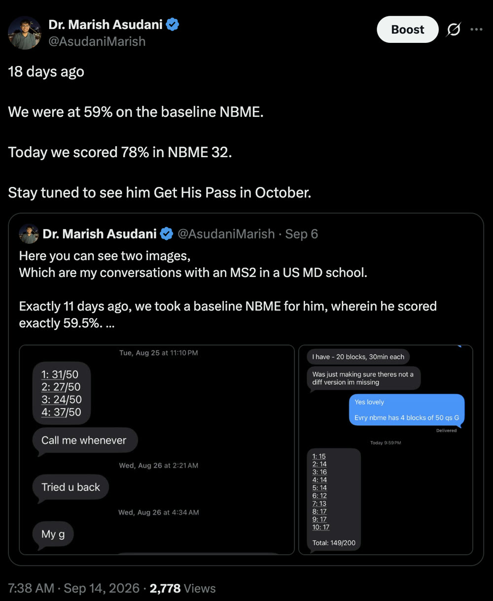 September 14: 78% on NBME 32